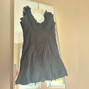Free People Cap Sleeve Ruffle Black Mini Dress, size XS